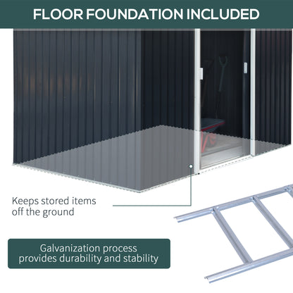 Galvanised 9 x 6' Double Door Reverse Apex Garden Shed With Ventilation Steel Dark Grey by Steadfast