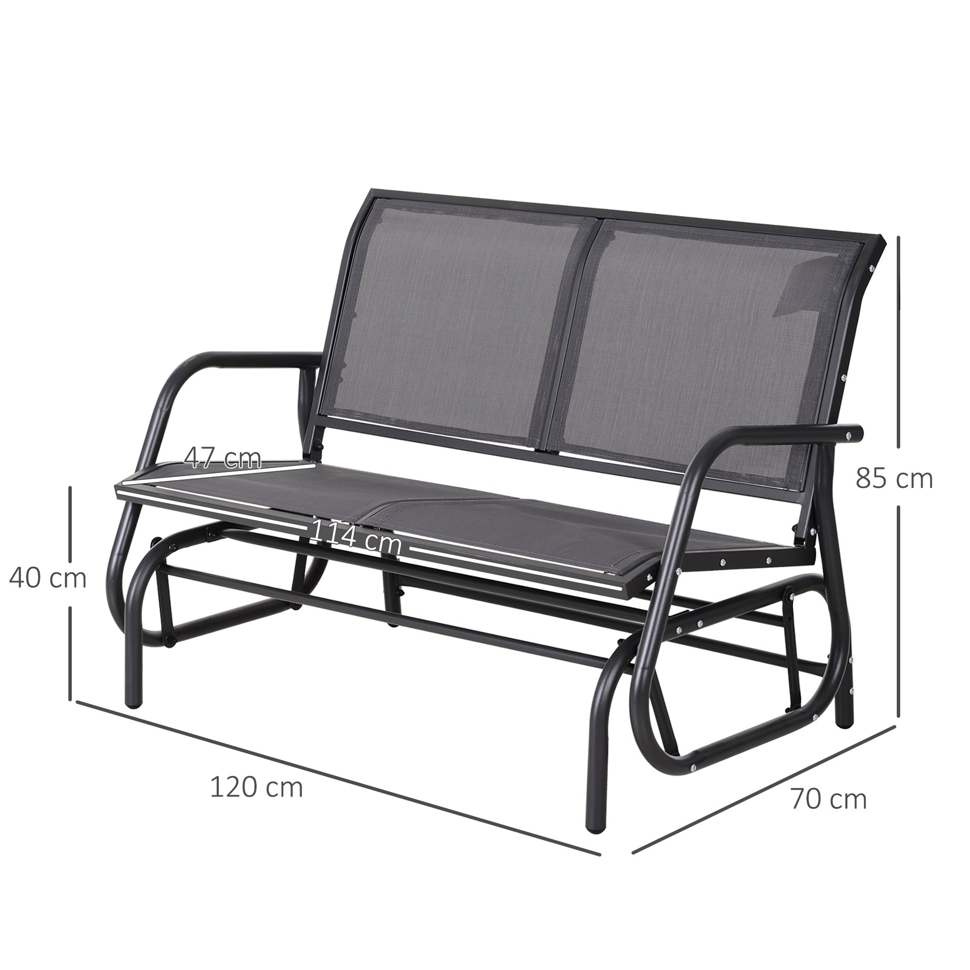 Outsunny 2-Person Outdoor Glider Bench Patio 2 Seater Swing Gliding Chair Loveseat W/Power Coated Steel Frame For Backyard Garden Porch