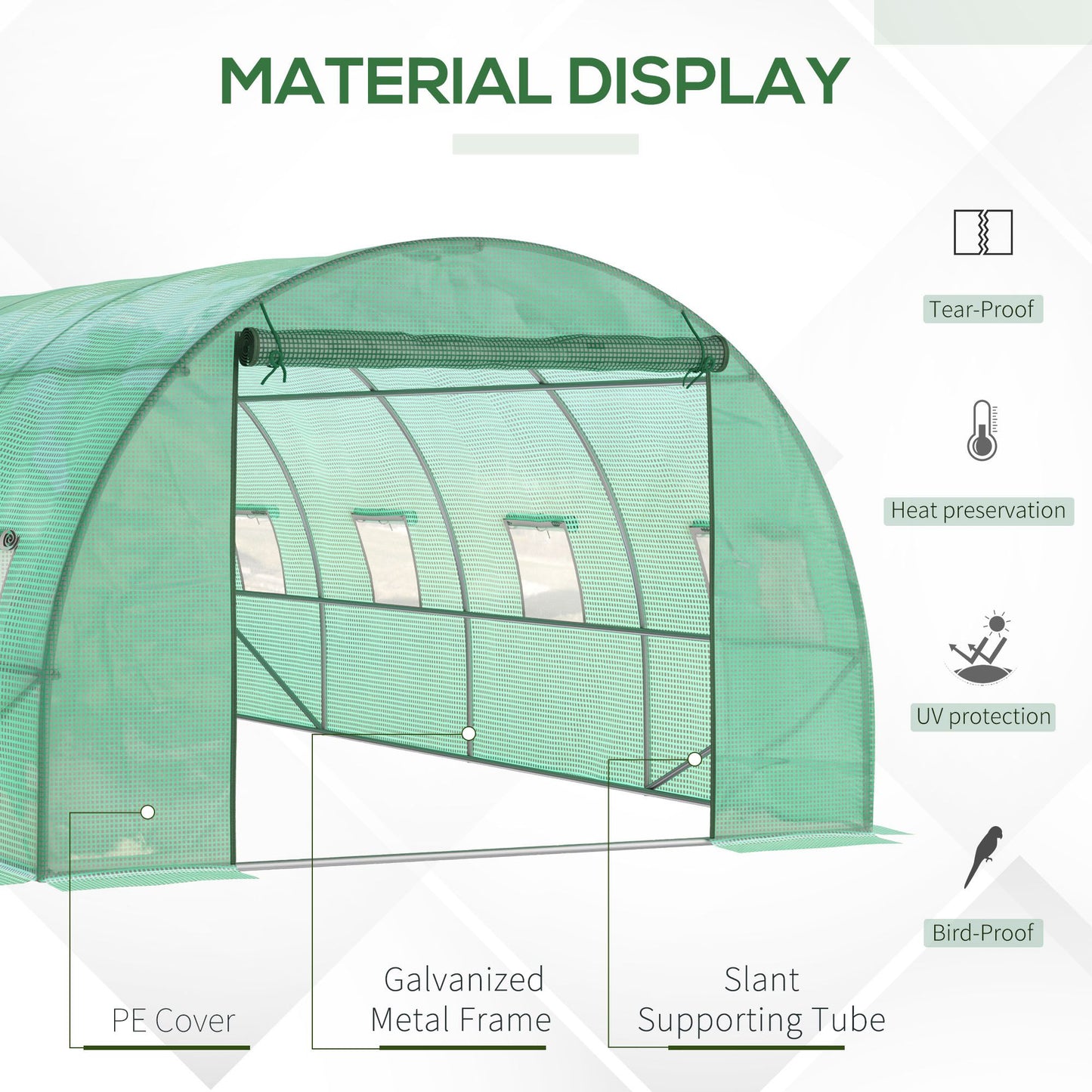 Outsunny Walk in Polytunnel Garden Greenhouse Window Door Outdoor Plant Flower 6 x 3M