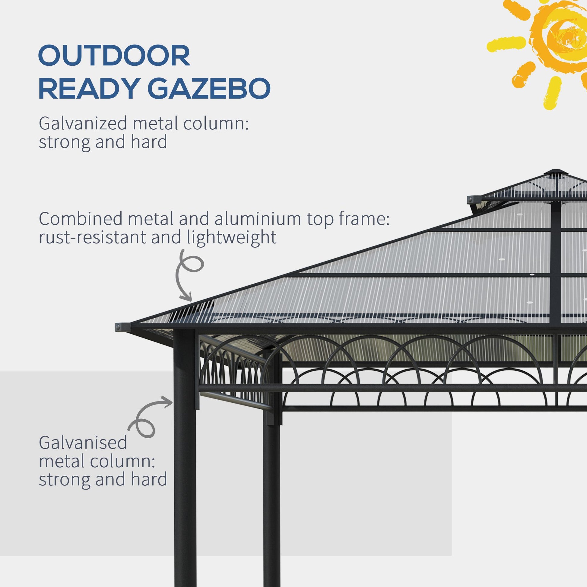 Outsunny 3 x 3 (m) Outdoor Polycarbonate Gazebo