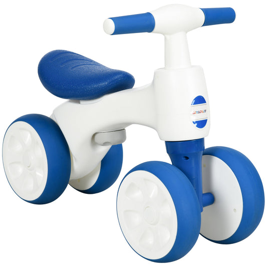 Balance Bike for 18-36 Months with Anti Slip Handlebars, 4 Wheels, No Pedal, Gift for Boys and Girls - Blue-0