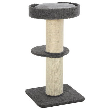 PawHut Cats 2-Tier Scratching Tree w/ Bed Grey