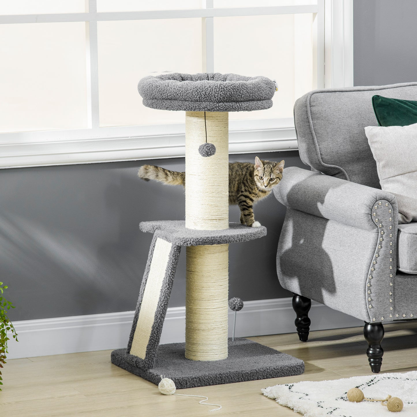 PawHut Cat Tree Tower with Scratching Posts