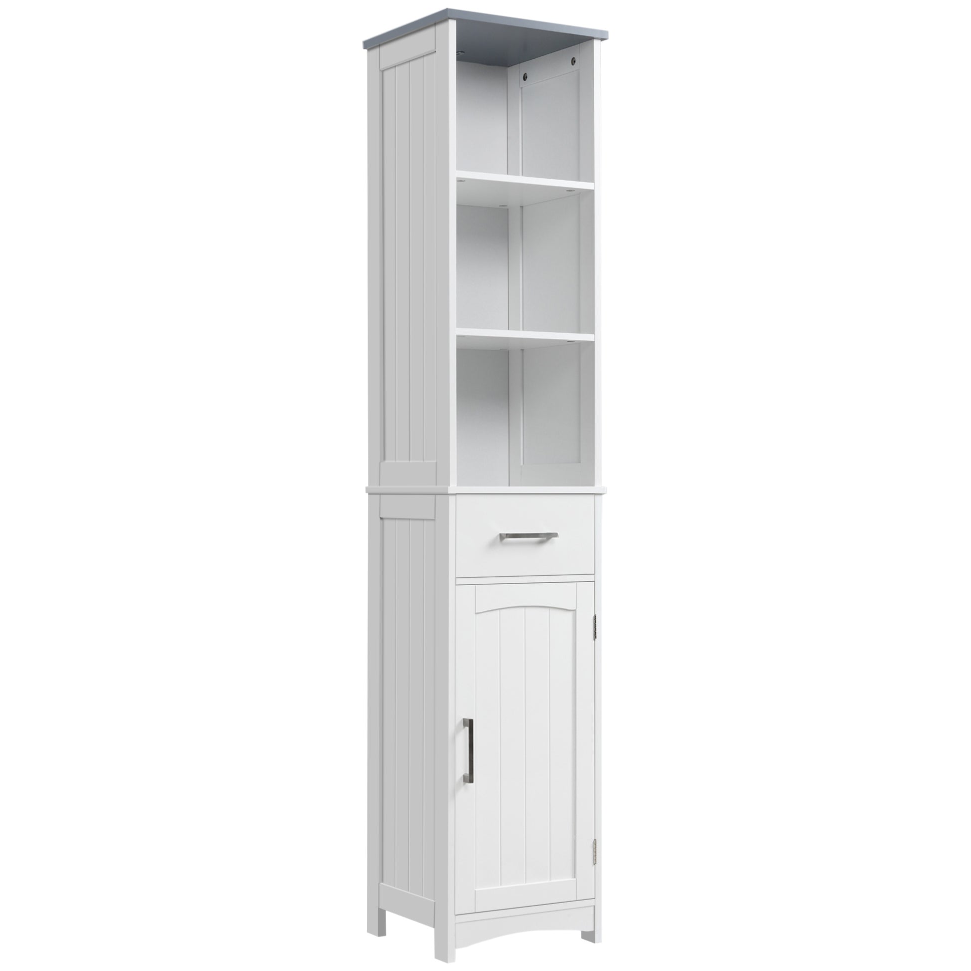 kleankin Tall Bathroom Storage Cabinet with 3 Tier Shelf