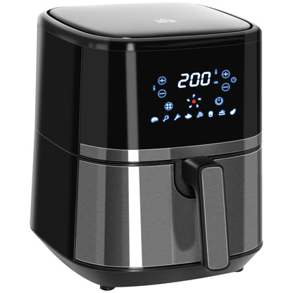 1500W 4.5L Air Fryer 8 Presets With Digital Display Black & Steel by Homcom