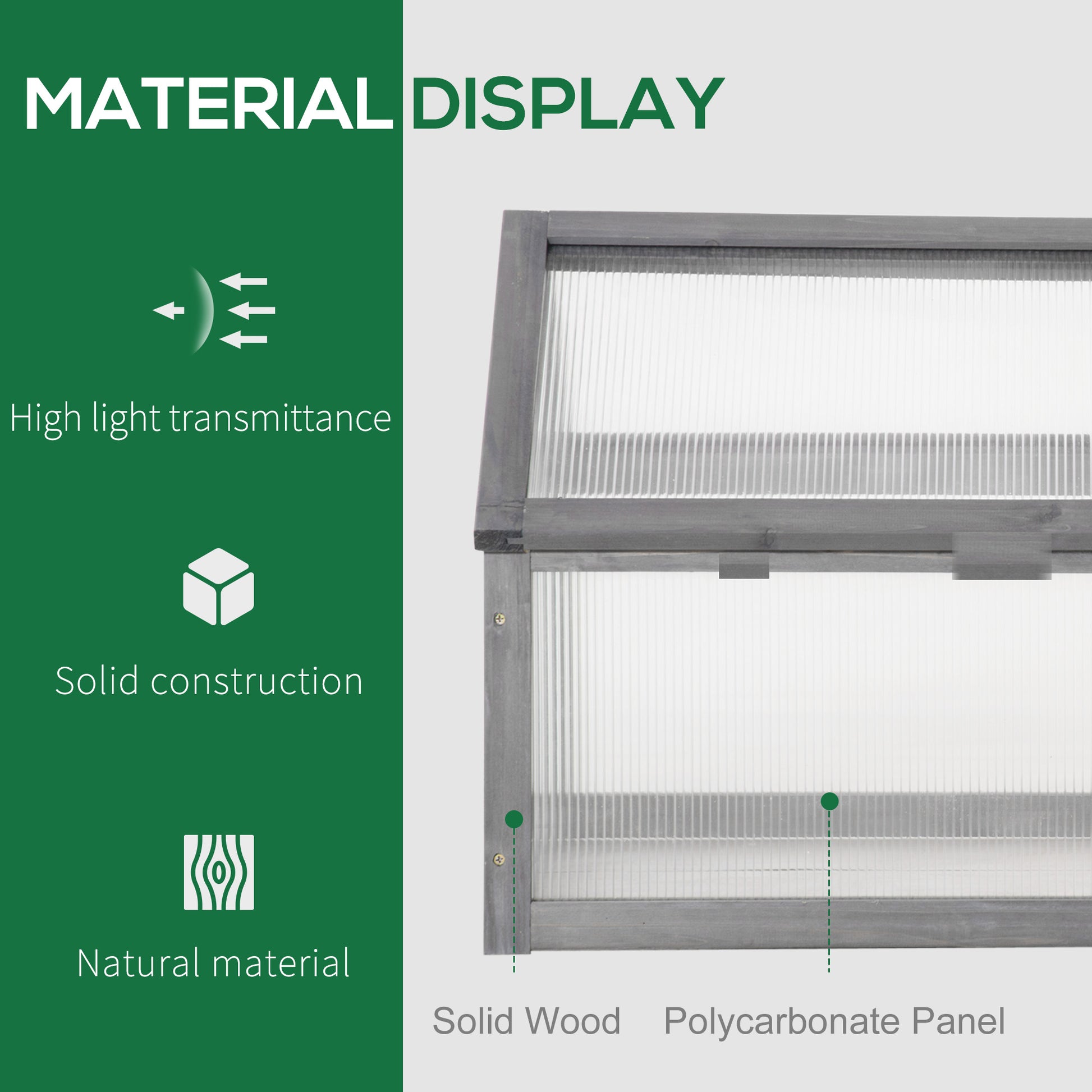 Outsunny Wooden Cold Frame Garden Polycarbonate Greenhouse with Openable Top Cover