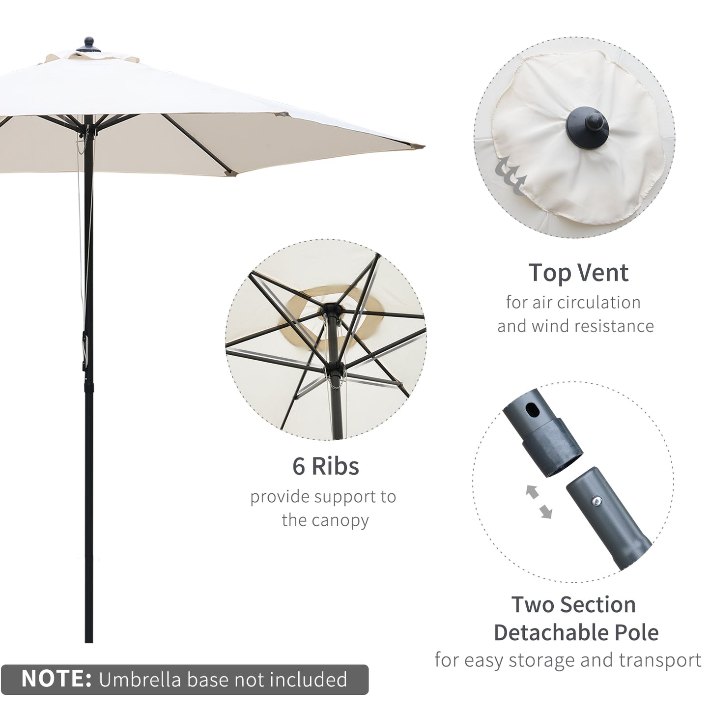 Outsunny 2.8m Garden Parasol Umbrella