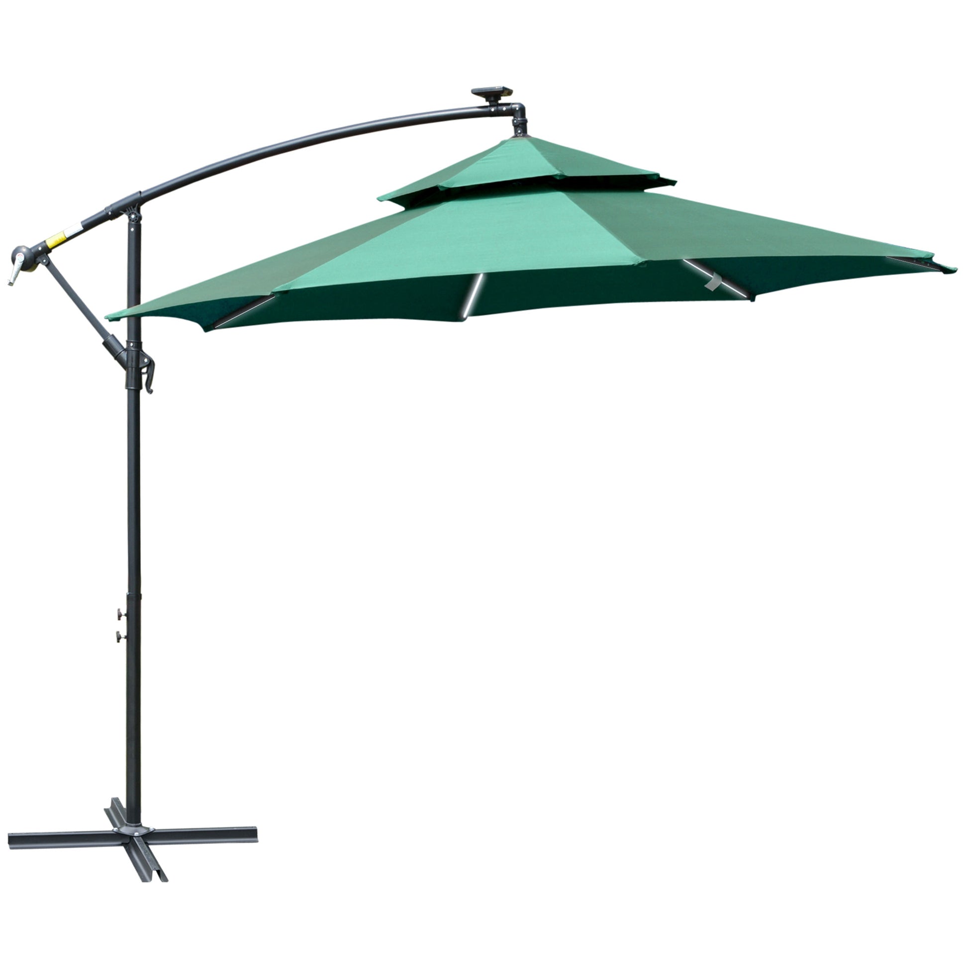 Outsunny 3(m) Cantilever Banana Parasol Hanging Umbrella with Double Roof