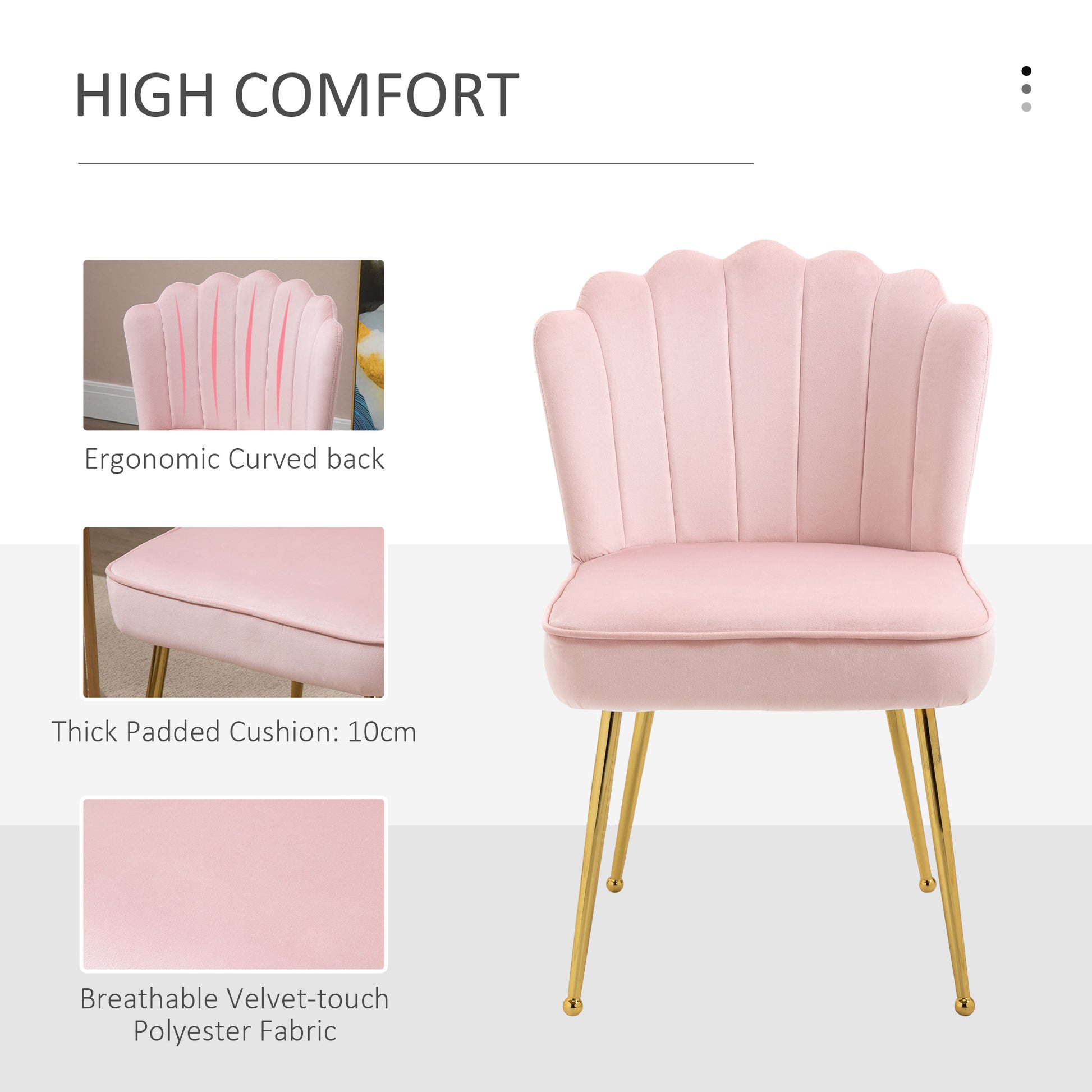 Homcom Velvet-Feel Shell Luxe Accent Chair