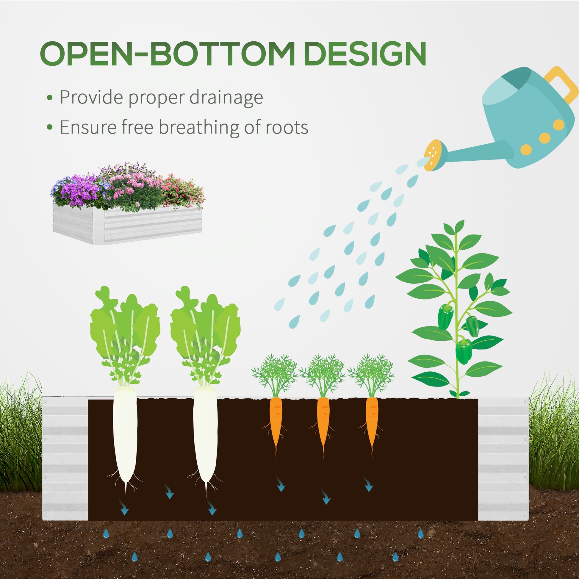 Outsunny Steel Raised Garden Planter Box Kit with Greenhouse