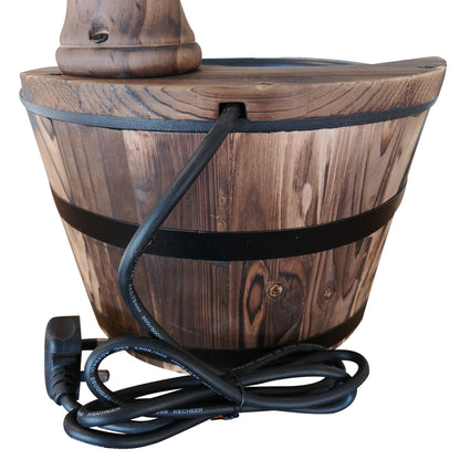 Outsunny Fir Wood Barrel Pump Fountain W/ Flower Planter