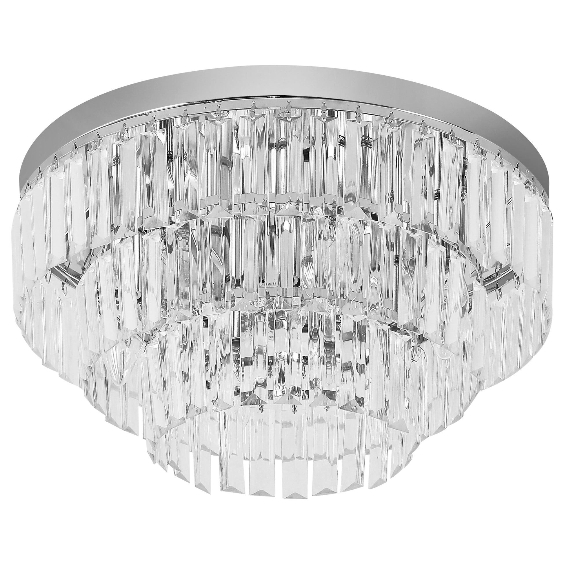 Homcom Round Crystal Ceiling Lamp 7 Lights Chandelier Mounted Fixture For Living Room Dining Room Hallway Modern