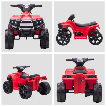 Homcom 6V Kids Electric Ride on Car ATV Toy Quad Bike With Headlights for Toddlers 18-36 months Red