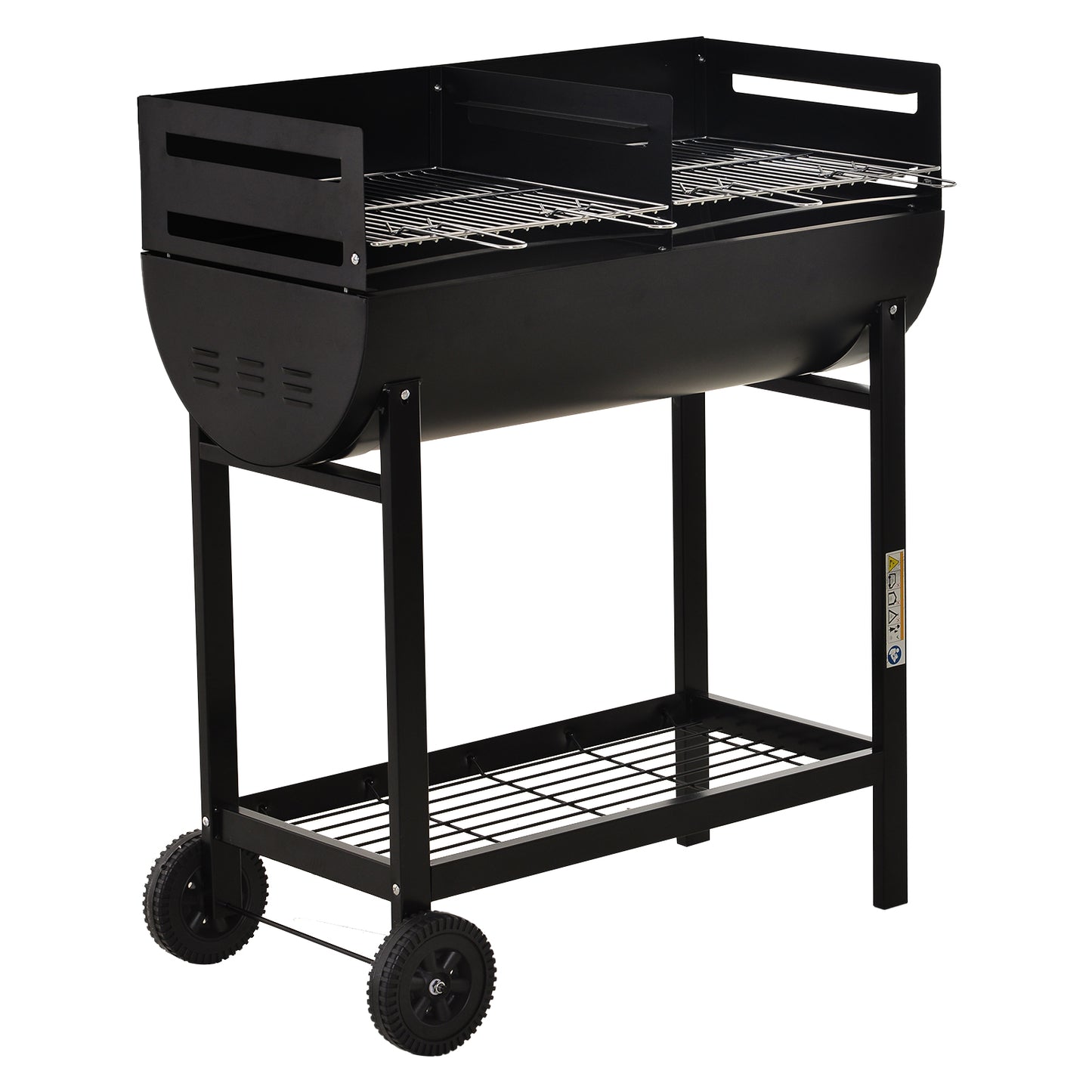 Outsunny Steel 2-Grill Charcoal BBQ w/ Wheels Black