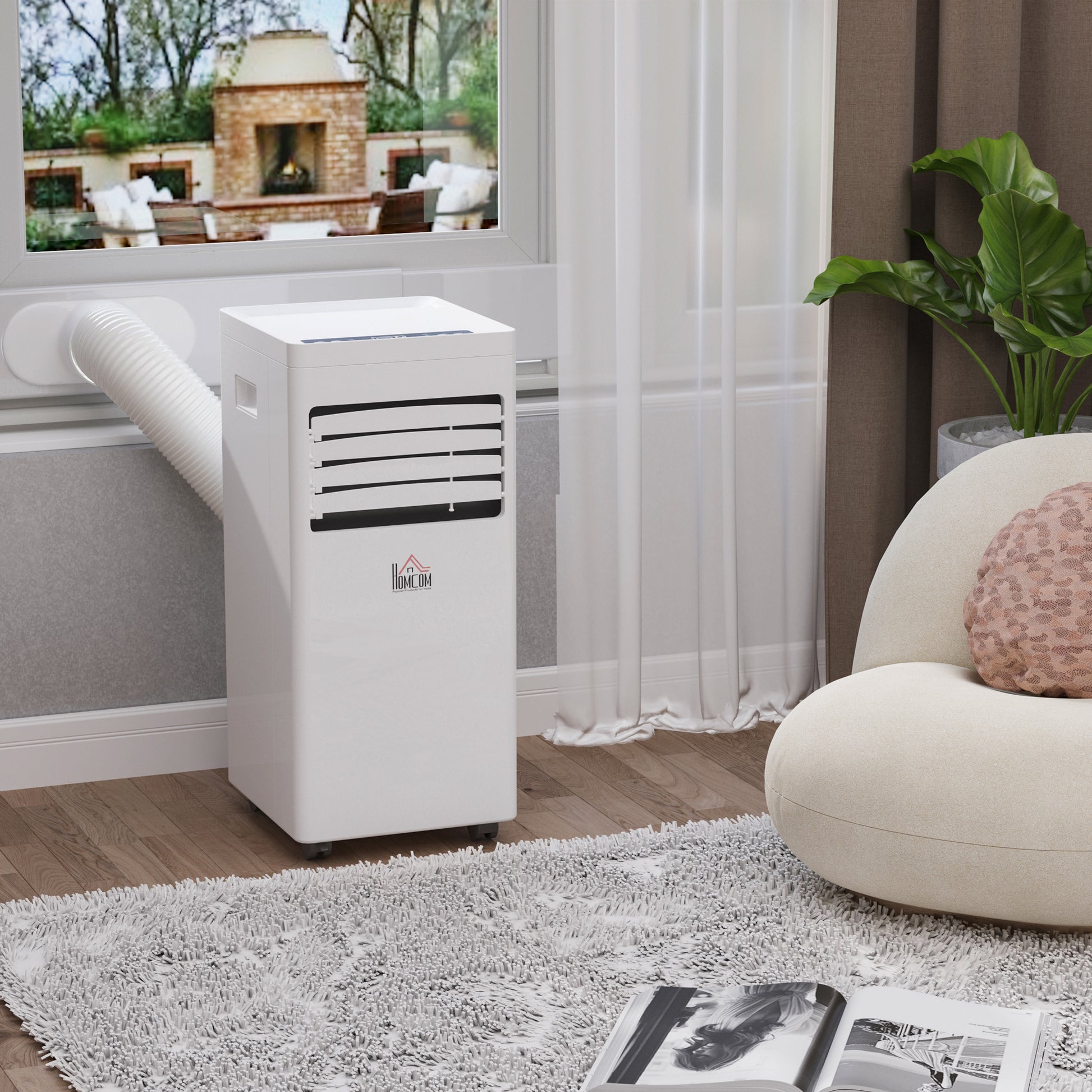 Homcom Mobile Air Conditioner White W/ Remote Control Cooling Dehumidifying Ventilating - 650W