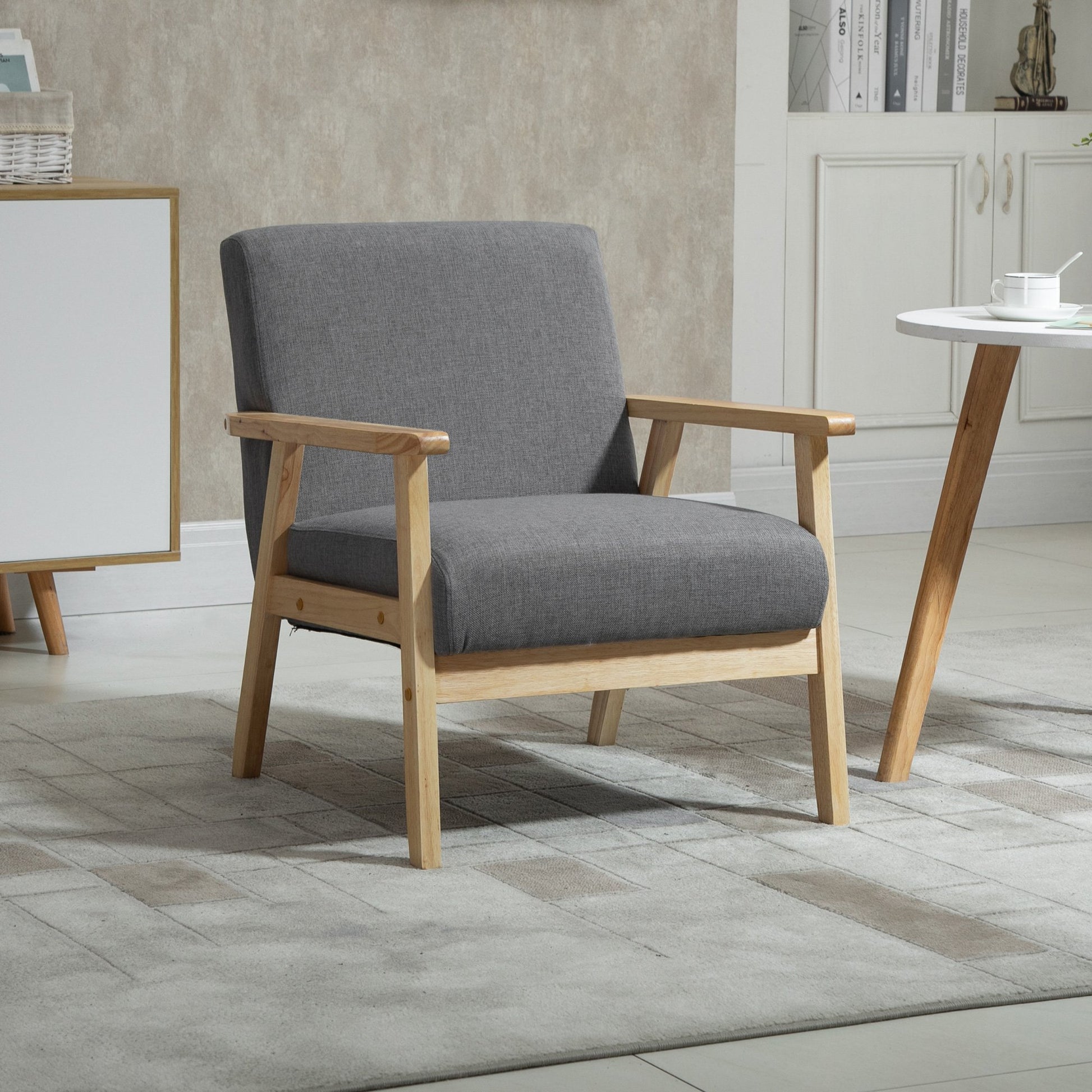 Homcom Minimalistic Wooden Frame Accent Chair