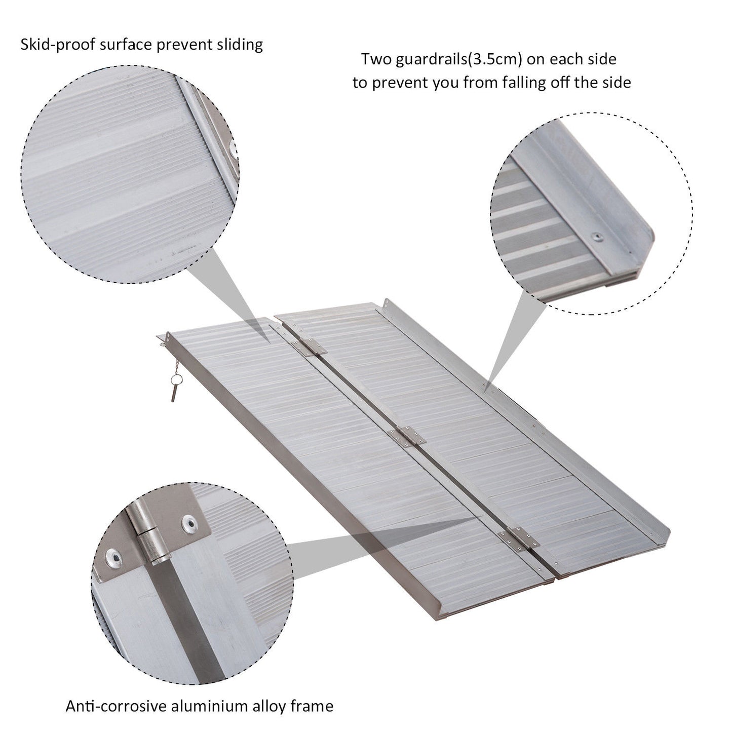 Homcom Folding Aluminum Ramp Wheelchairs/Scooters/Pet Mobility Ramp W/Handle 40"