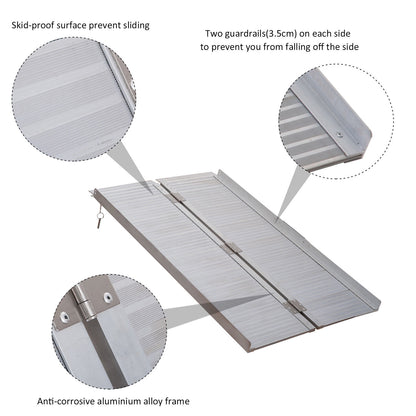 Homcom Folding Aluminum Ramp Wheelchairs/Scooters/Pet Mobility Ramp W/Handle 40"