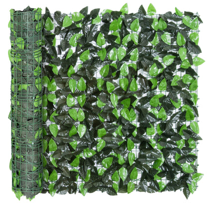 Outsunny Artificial Leaf Hedge Screen Privacy Fence Panel for Garden Outdoor Indoor Decor 3M x 1M Light Green and Dark Green