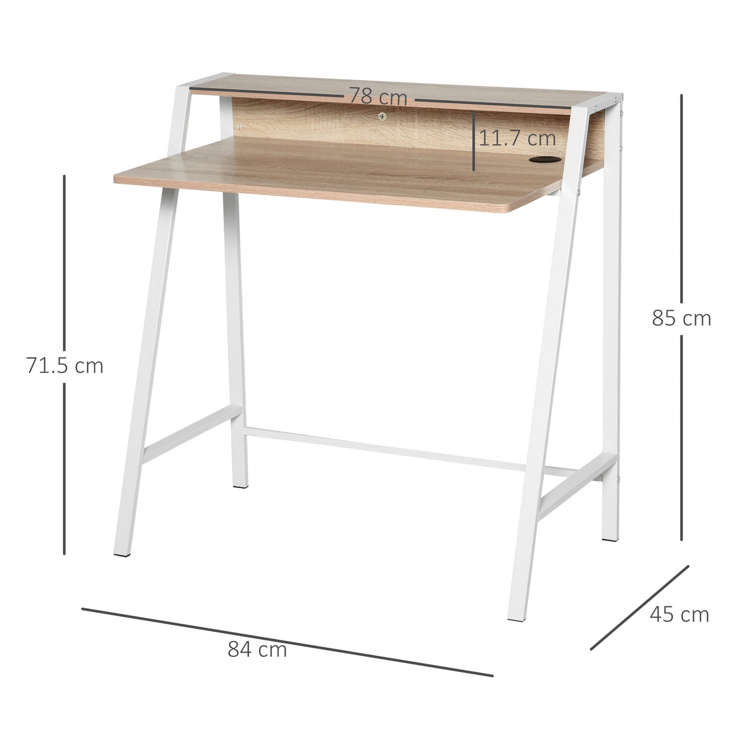 Homcom Two-Tier Metal Frame Writing Desk - Oak-Effect