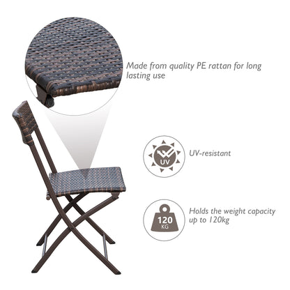 Outsunny 2 Seater Wicker Rattan Bistro Set-Brown