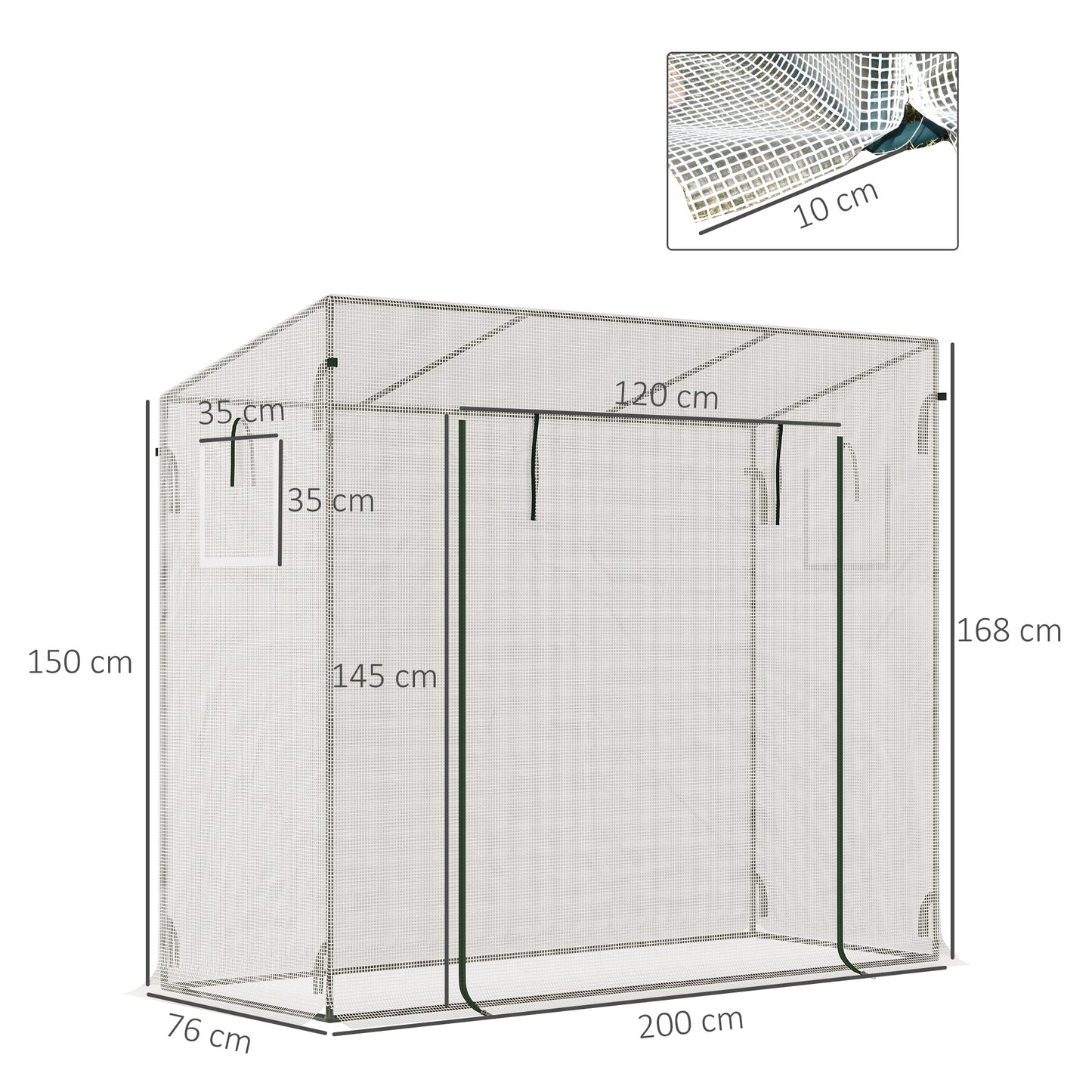 Outsunny 200X76X168cm Walk-In Garden Greenhouse Patio Hot House