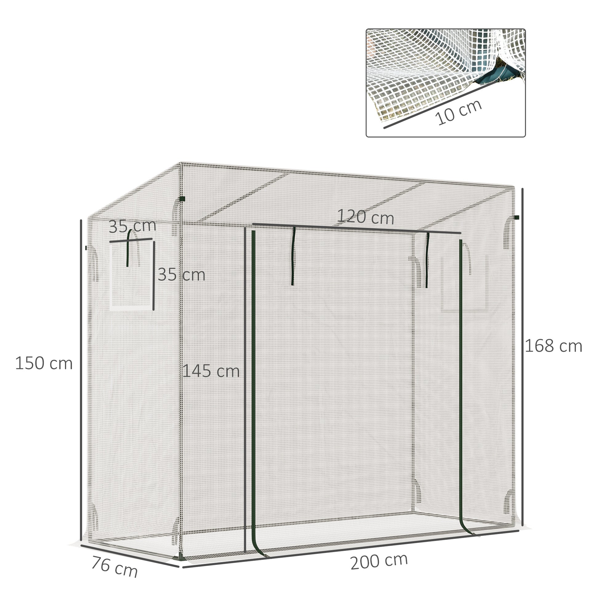 Outsunny 200X76X168cm Walk-In Garden Greenhouse Patio Hot House