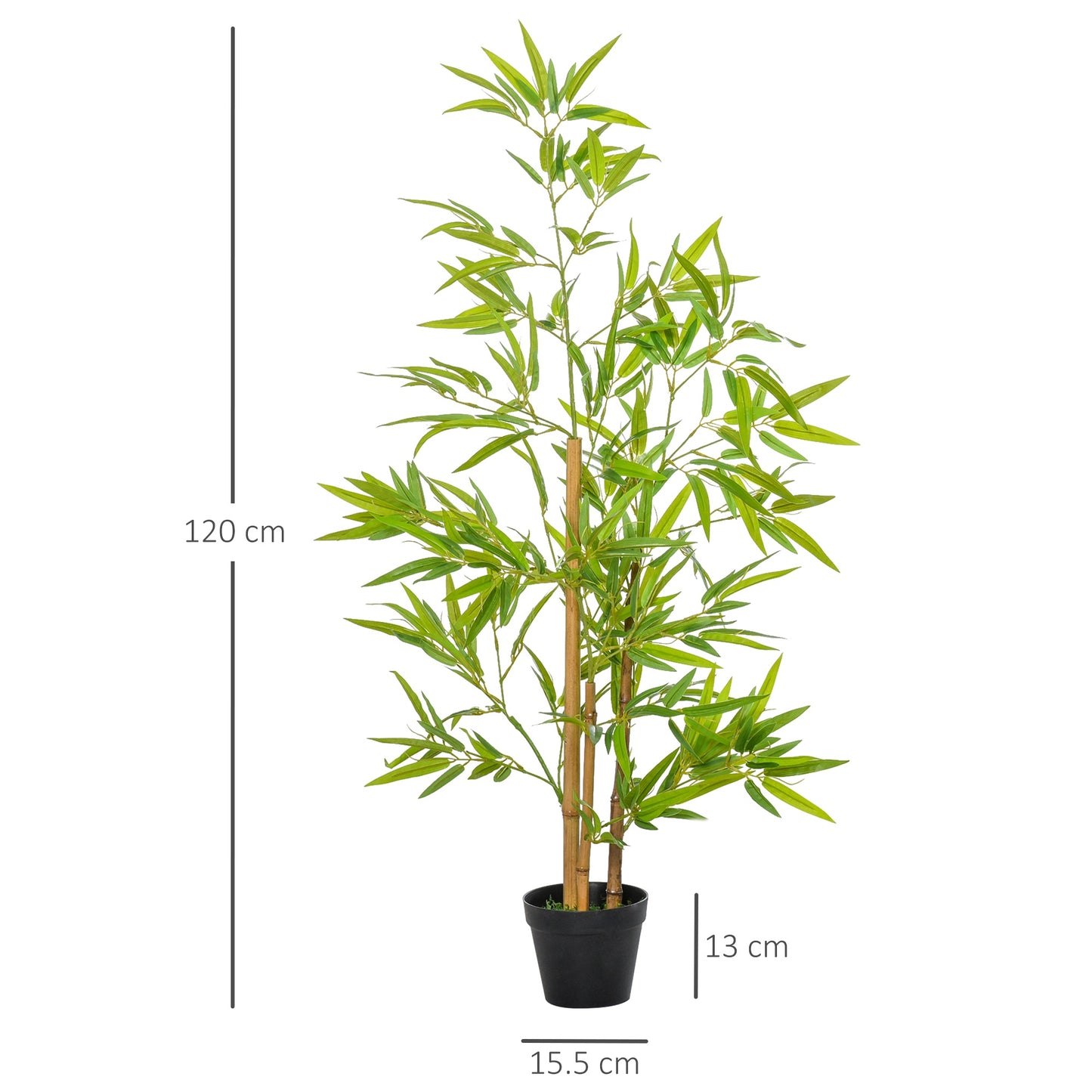 Outsunny Set Of 2 Artificial Bamboo Trees Decorative Plant With Nursery Pot For Indoor Outdoor Dcor 120cm