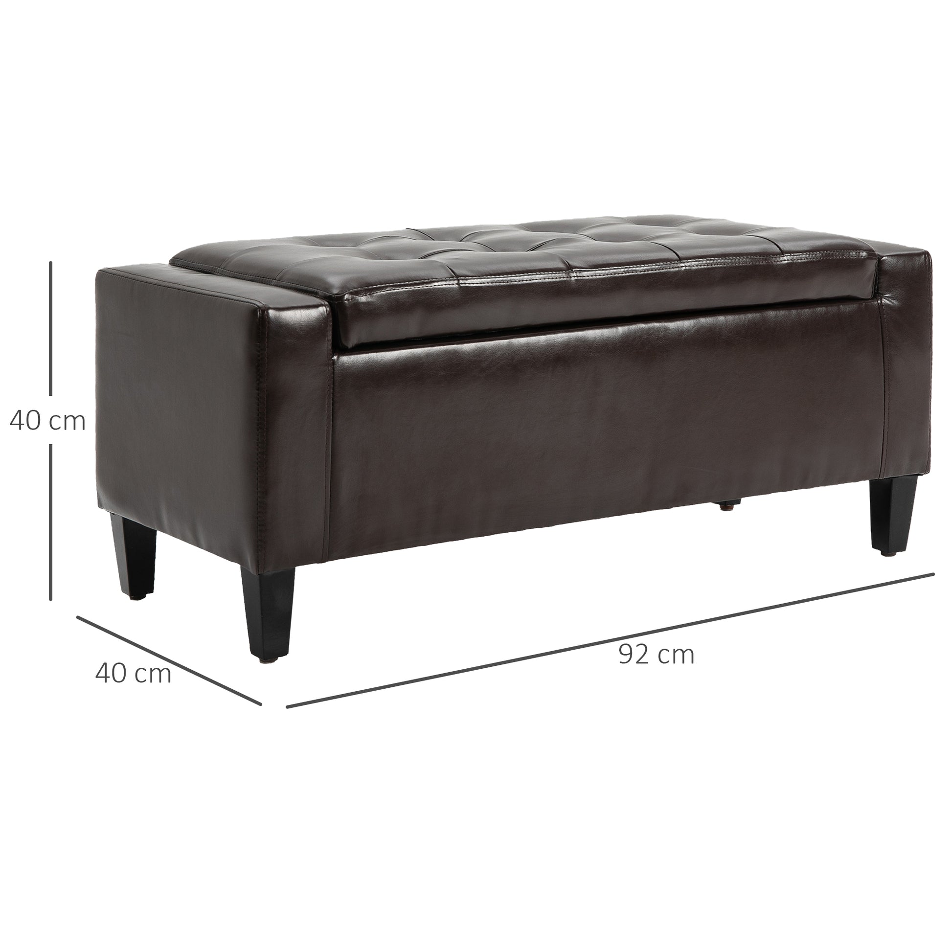 Homcom Pu Leather Storage Ottoman Bench Storage Chest Tufted Ottoman Cube With Flipping Top 92L X 40W X 40H cm Brown