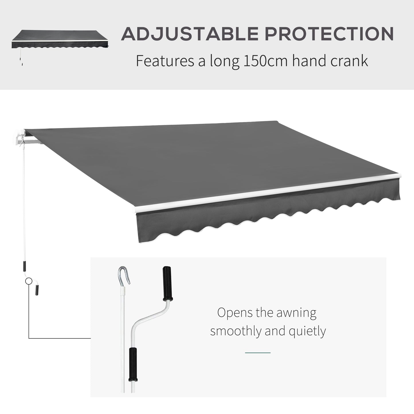 Outsunny 3.5M x 2.5M Manual Awning Canopy Retractable Sun Shade Shelter for Garden Patio