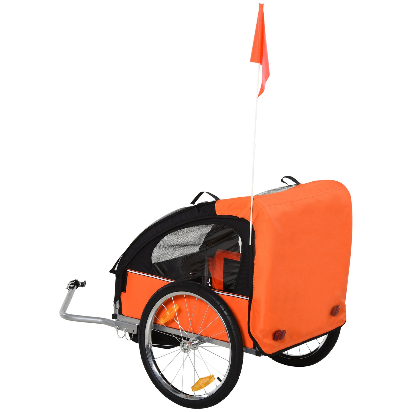 Homcom Trailer for Kids Steel Frame Children's 2-Seater Bike Trailer Orange