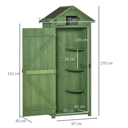 Rustica 179cm Single Door Reverse Apex Garden Store Fir Wood Green by Steadfast