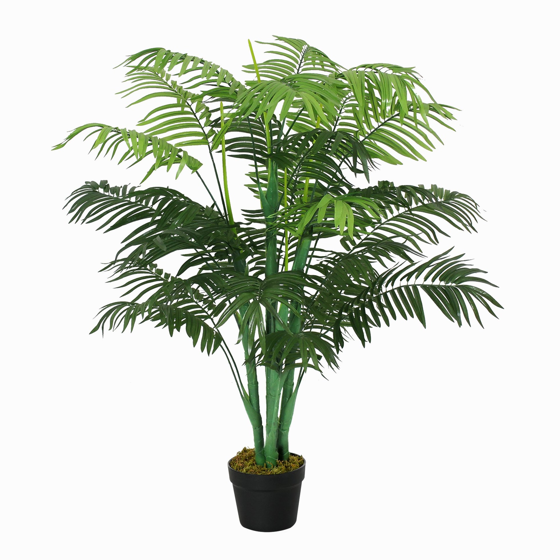 Outsunny 125cm/4FT Artificial Palm Plant Decorative Tree with 18 Leaves Nursery Pot Fake Plastic Indoor Outdoor Home Office Décor