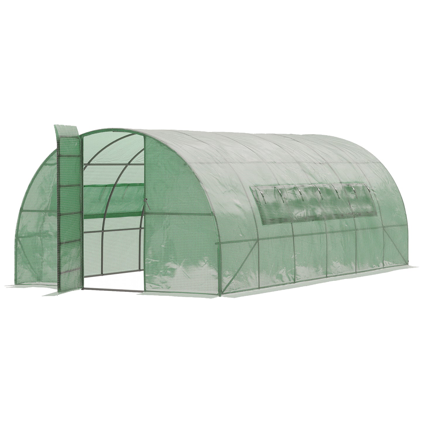 Outsunny Reinforced Walk-In Polytunnel Greenhouse with Metal Hinged Door