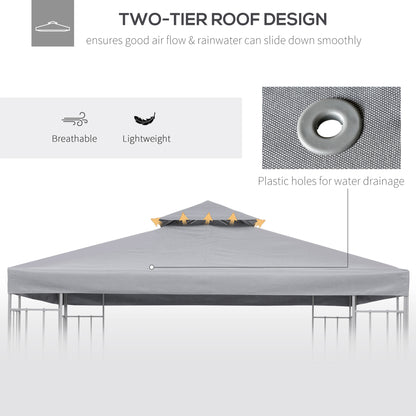 Outsunny 3(m) Gazebo Top Cover Double Tier Canopy Replacement Pavilion Roof Light Grey