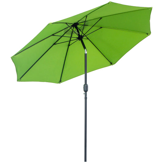 Outsunny 2.7M Patio Sun Umbrella Parasol Tilt Shade Shelter Canopy Aluminium Frame Light Green