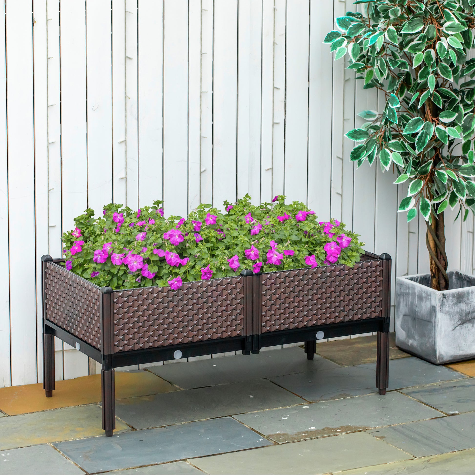 Outsunny Set of 2 Raised Garden Bed Elevated Planter Box with Self-Watering Design