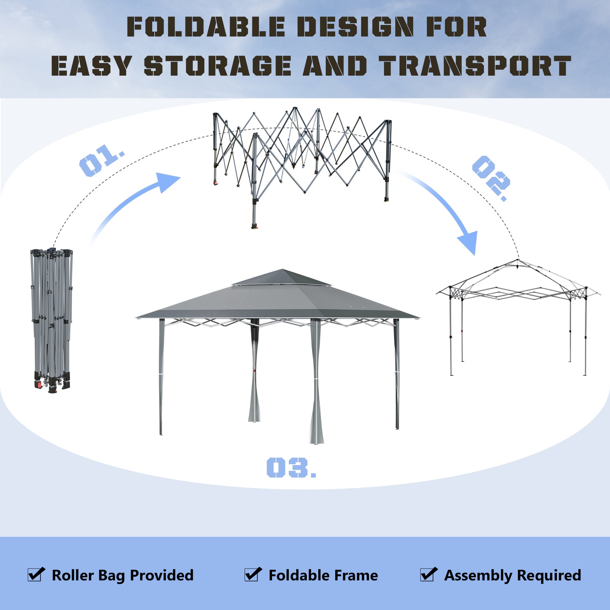 Outsunny 4 X 4M Pop-Up Gazebo Double Roof Canopy Tent With Uv Proof