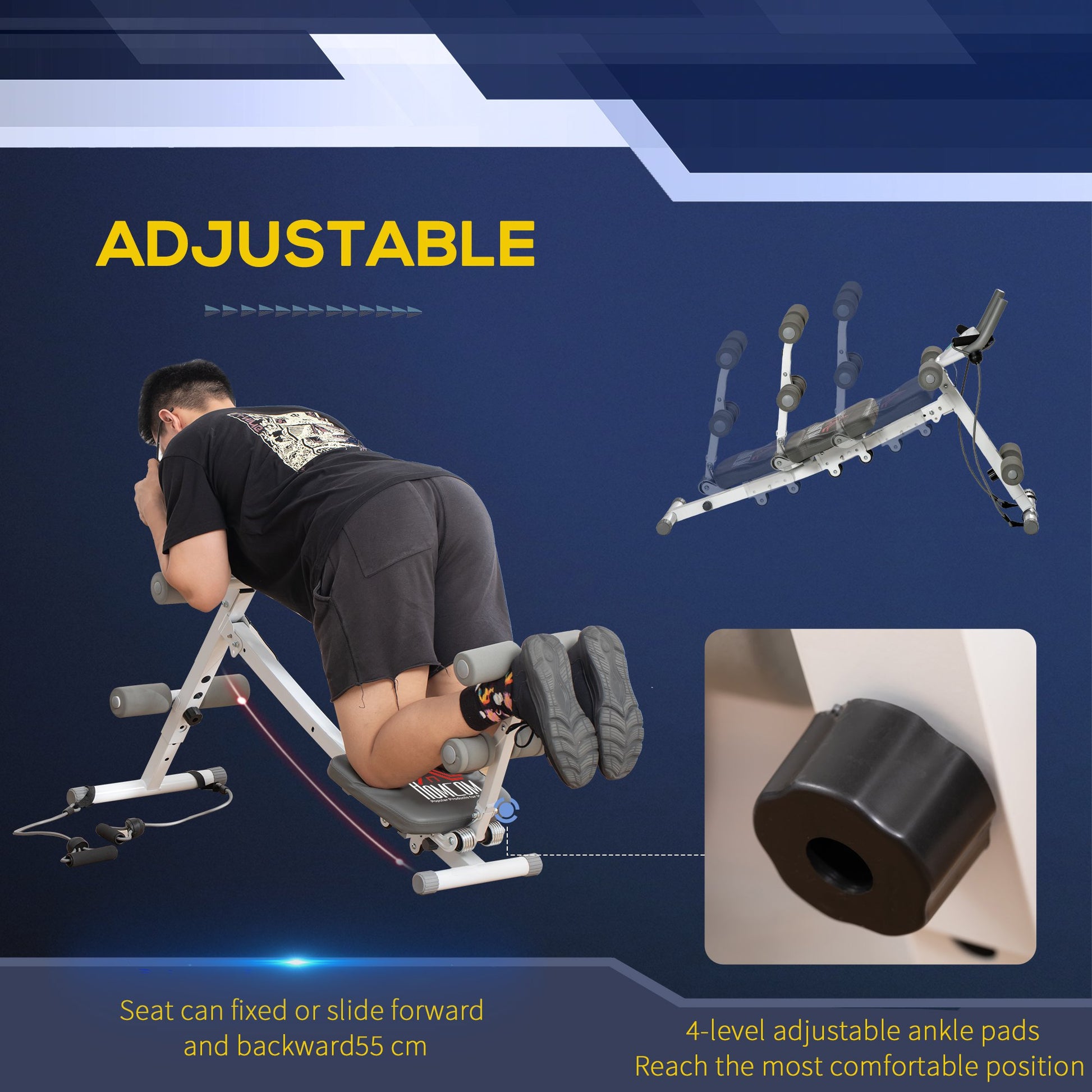 Homcom Abdominal Trainer Core Workout Exercise Foldable Adjustable Steel Frame