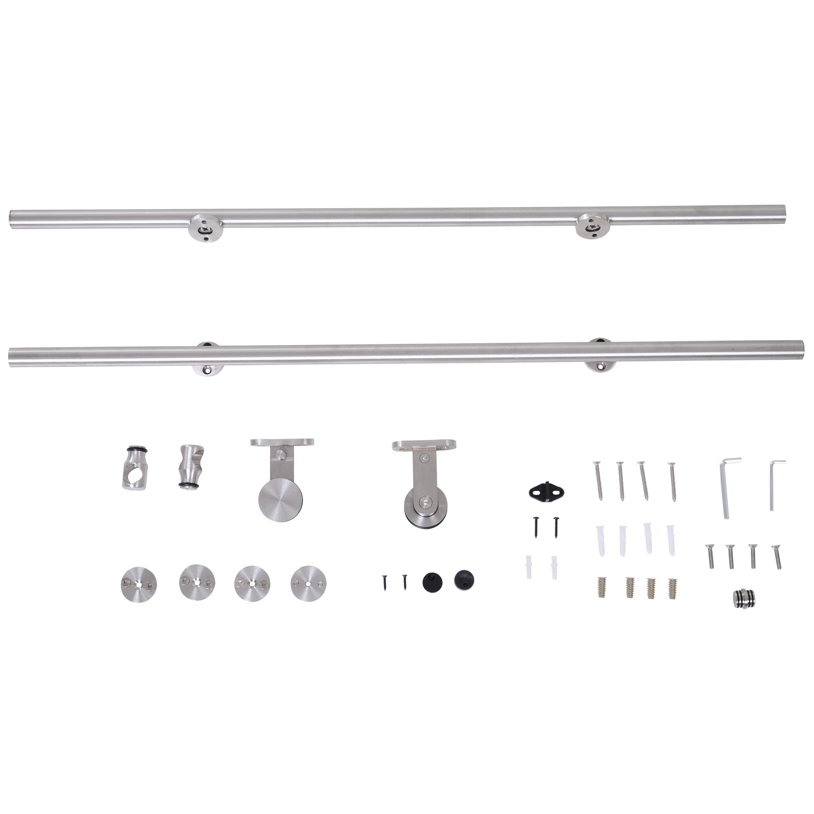 Homcom Wooden Sliding Door Kit Stainless Steel Smooth Operation Hardware Track Kit System Unit For Single Door 2000mm