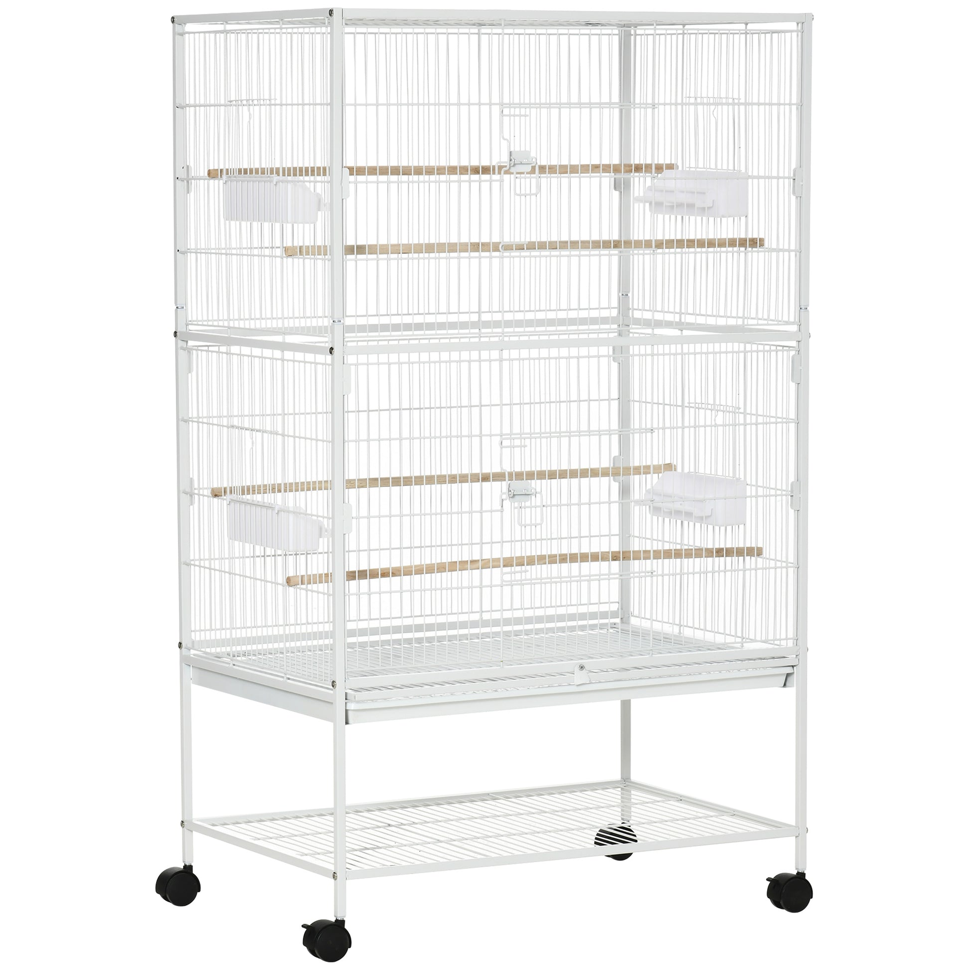 Grille 132cm Bird Cage Wheeled White by Pawhut