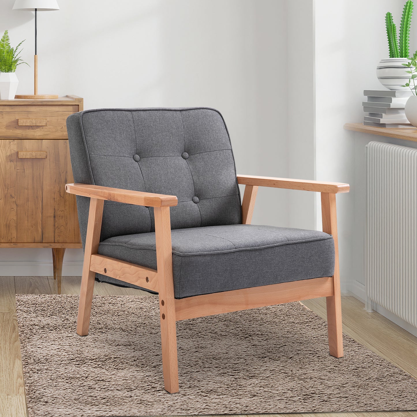 Homcom Minimalistic Wooden Frame Accent Chair