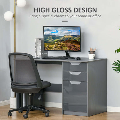 Homcom High Gloss Computer Desk with Drawers