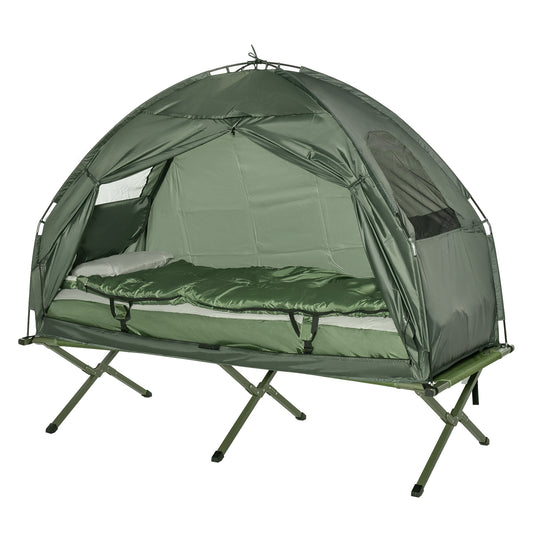 Outsunny 1-person Foldable Camping Tent W/ Sleeping Bag-Army Green