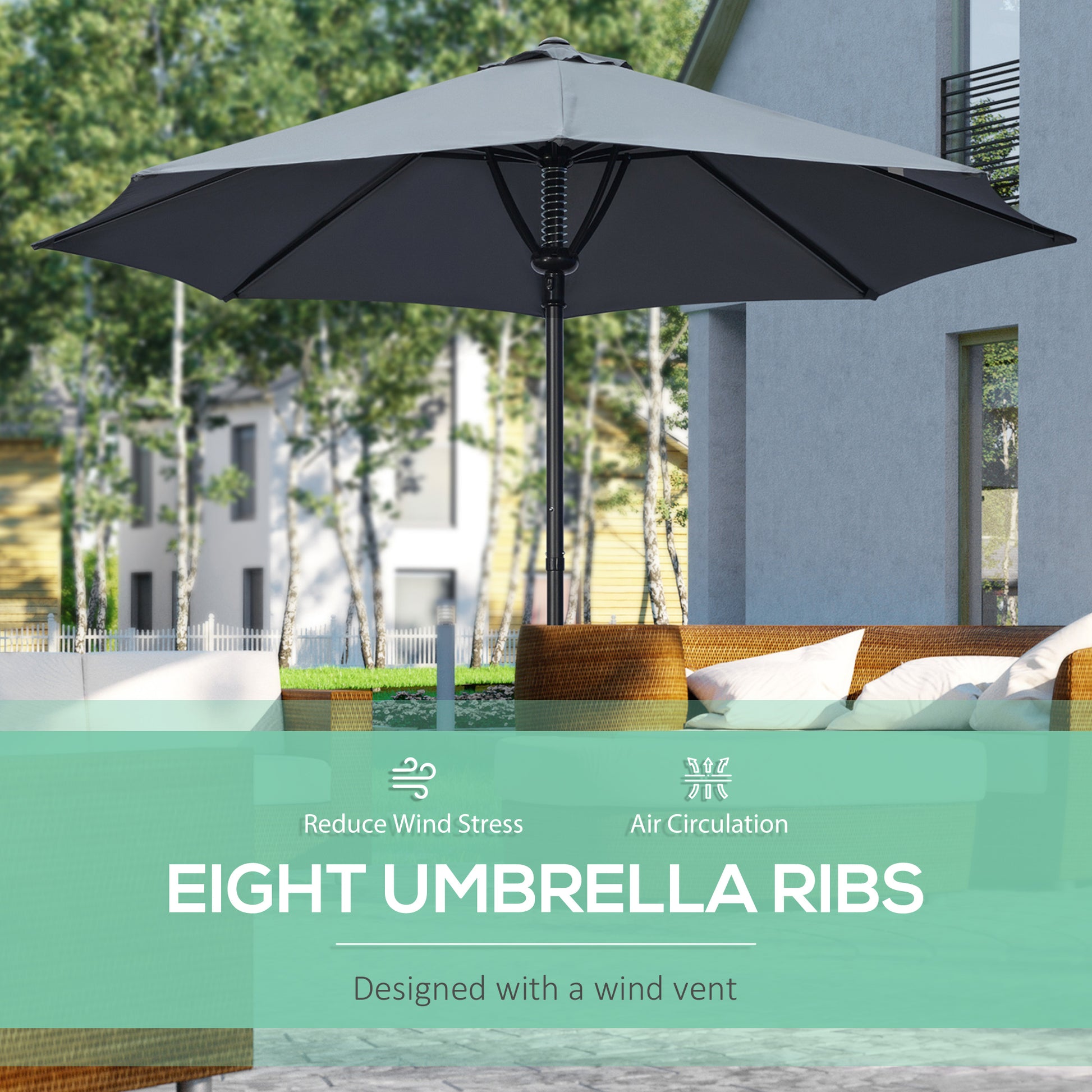 Outsunny Garden 3(m) Parasol Umbrella