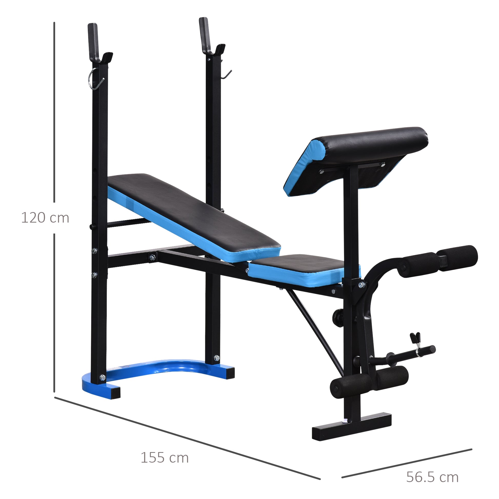 Homcom Adjustable Weight Bench with Leg Developer Barbell Rack for Home Gym Fitness