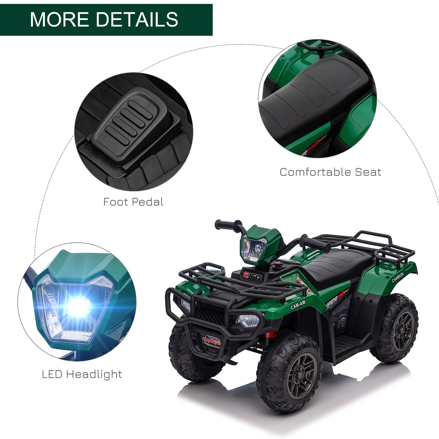 Homcom 12V Kids Quad Bike With Forward Reverse Functions