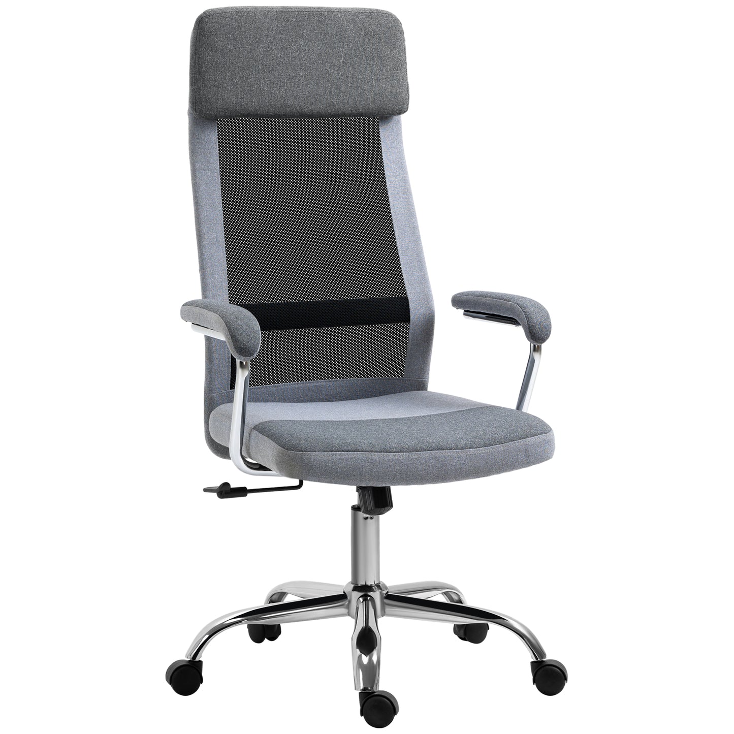 Vinsetto Office Chair Linen-Feel Mesh Fabric High Back Swivel Computer Task Desk Chair For Home With Arm Wheels Grey