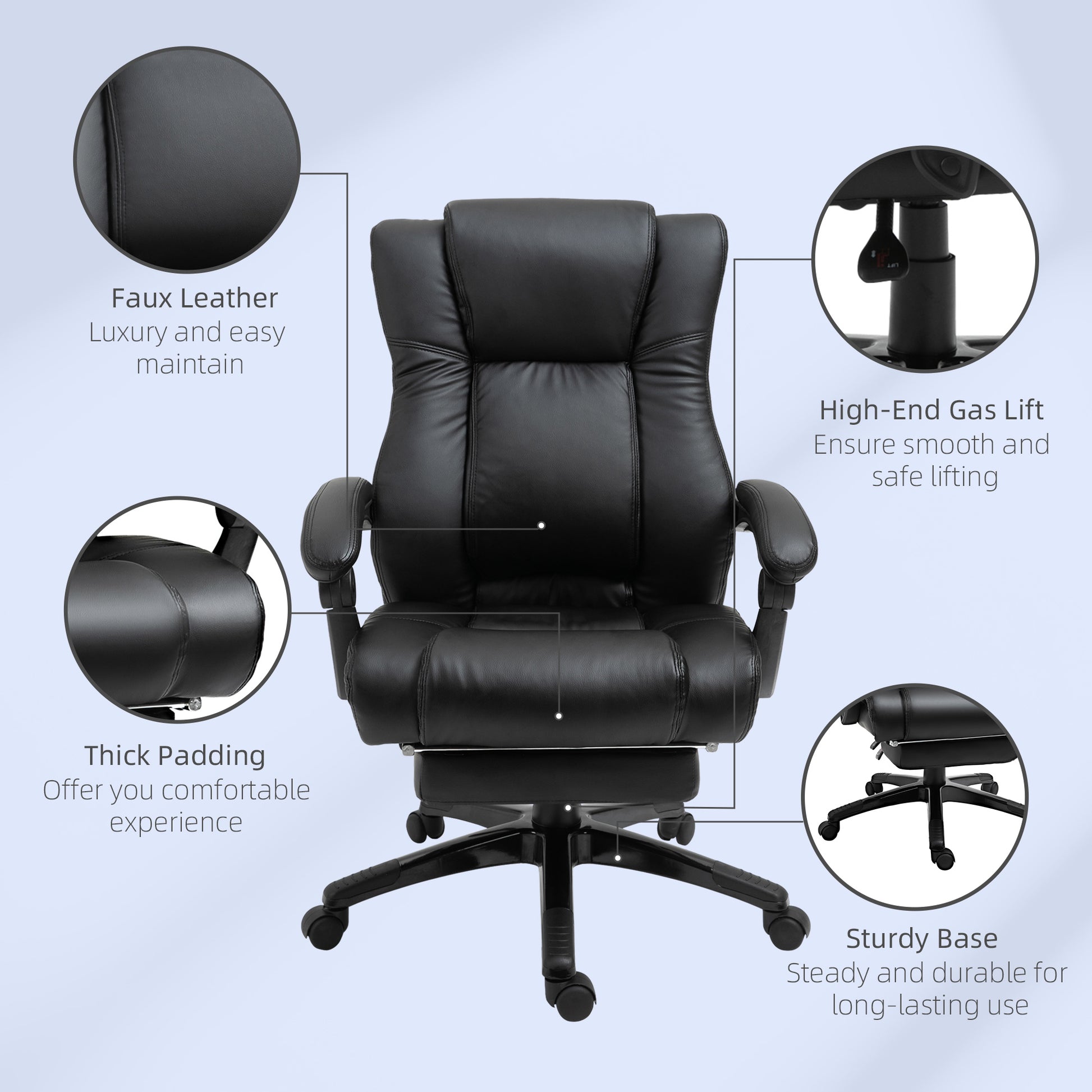 Vinsetto Executive Home Office Chair Swivel High Back Recliner PU Leather Ergonomic Chair