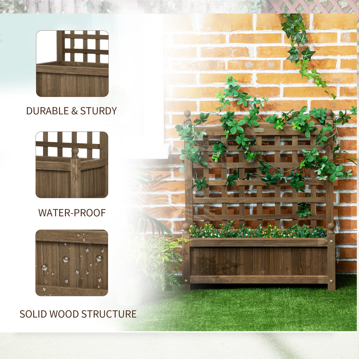 Outsunny Garden Planters with Trellis for Climbing Vines